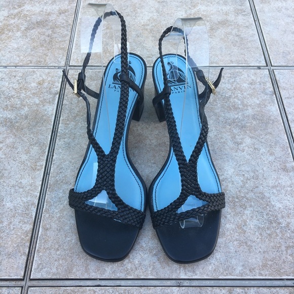 Lanvin Paris black braided sandals 38.5 - Picture 6 of 15